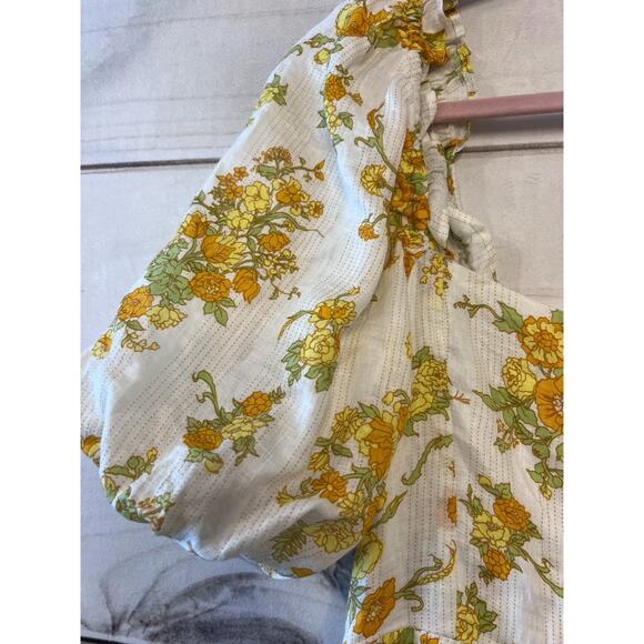 Faithfull The Brand Size MED Maxi Dres White Floral Print Smocked Back Boho - Picture 5 of 6